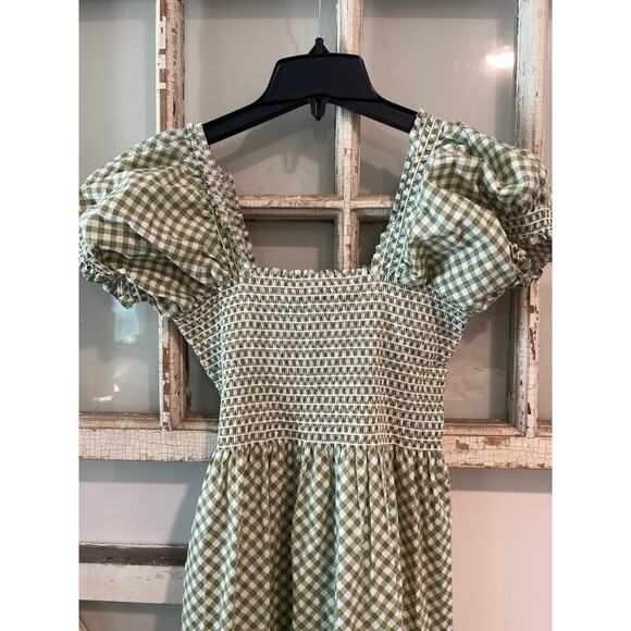 Caara size medium green & white checked midi dress - Picture 3 of 5